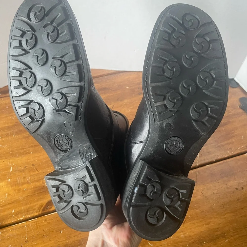 Aquatalia Women's Black Leather Buckles Combat Biker Moto Boots Italy Size 10 - Picture 5 of 8